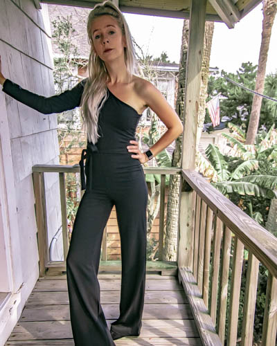 one shoulder jumpsuit by femme luxe