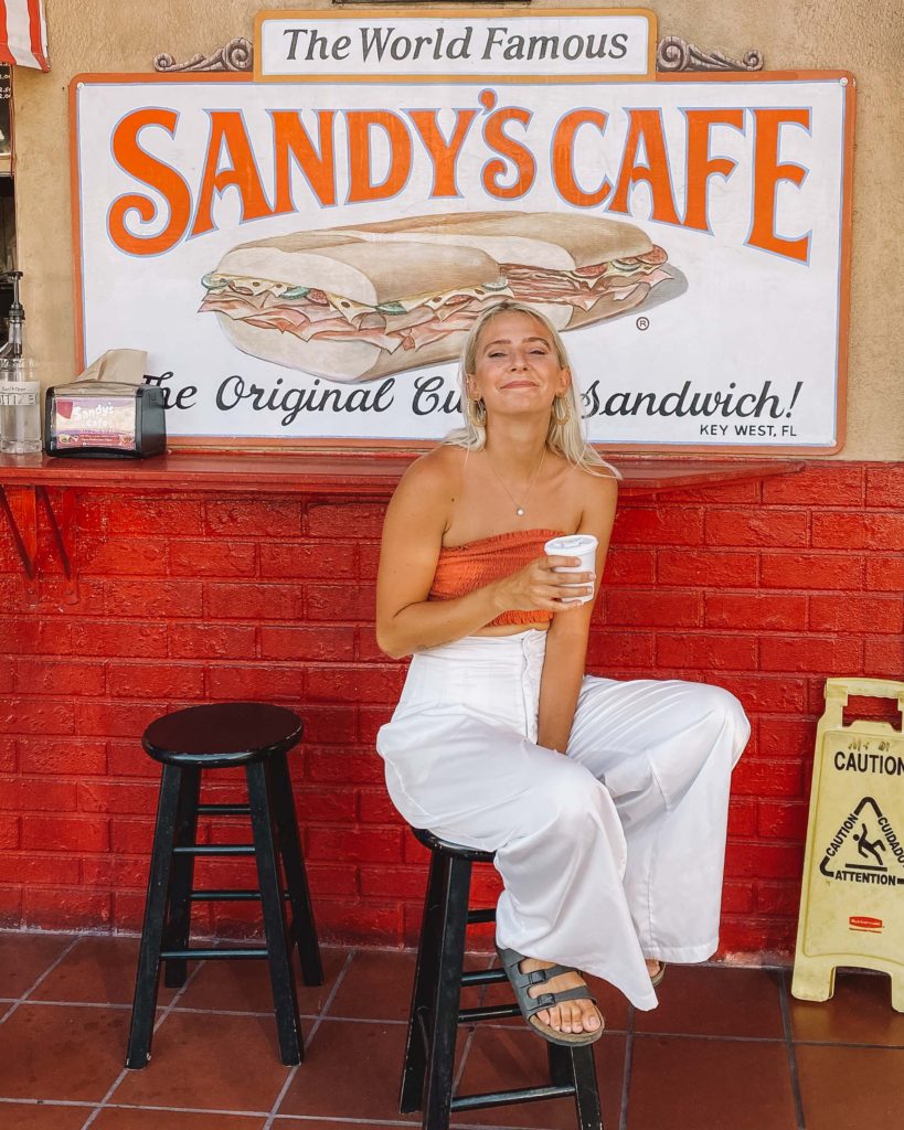 drinking a cafe con leche at sandy's cafe and laundromat in key west