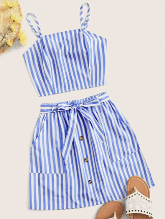 striped crop top and skirt set to pack for the florida